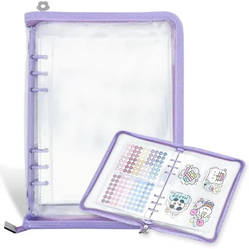 1Pcs A5 Sticker Storage Album,Sticker Organizer Binder,Sticker Organization Collecting Book Binder Sleeves for Planner Stickers Organizers Collector Recipe Cards (3 Different Sized Pockets)