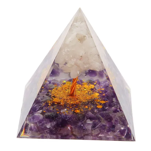 Pyramid Epoxy Ornament Good Durability Exquisite Workmanship Gravel Pyramid Power Stone for Living Room Bedroom Office