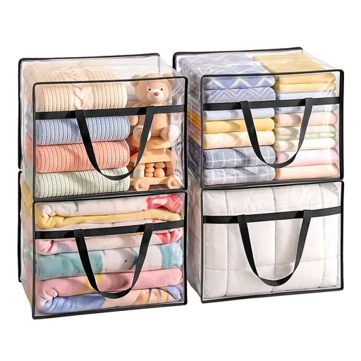 Artiss Blanket Storage Bags 4Pcs 40L PVC Box Clothes Doona Moving Organiser