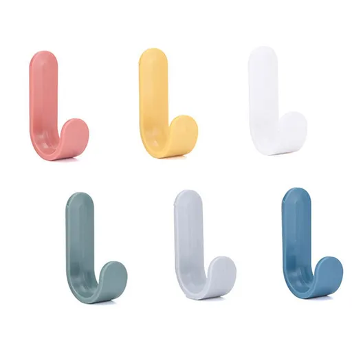 Adhesive Hooks Utility Wall Key for Decorative Holder Rack Self Towels, Hats, Shower, Kitchen, Living Room(6 PcsColor random)