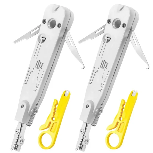 2Pcs Network Punch Down Tool Set with Reliable SK5 Cutting Blade Built In Pick and Spudger Ergonomic Anti Slip Housing for Telecom Ethernet