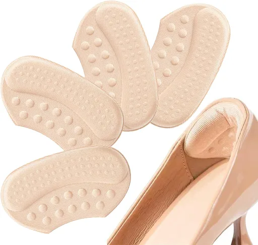 4-piece non-slip heel cushions - self-adhesive heel protectors - non-slip heel clips - thick padding for shoes that are half a size too big or loose - heel cushions to prevent heel slipping - rubbing and blisters