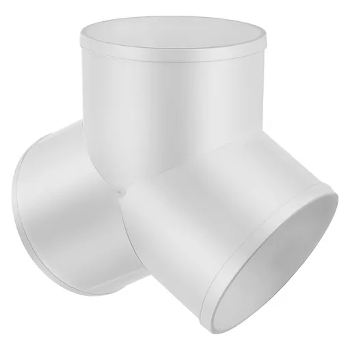 White PVC Y Type Pipe Connector with Smooth Interior for Efficient Airflow Splitting and Plumbing