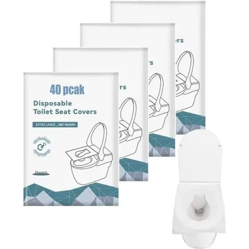 40 pcs Biodegradable Toilet Seat Covers, Flushable Travel Toilet Covers, 38x46cm