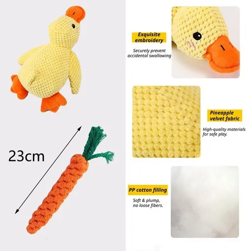Small & Medium Plush Duck with Rope Carrot