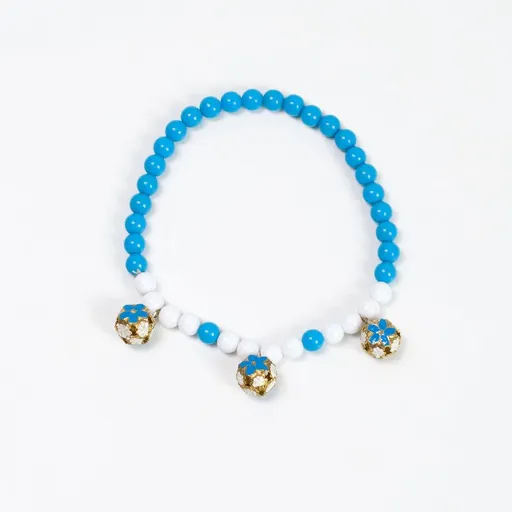 Pet Necklace Pearl Hollow Cat Dog Jewelry 32cm Lake Blue ° Elastic thread...about...32cm