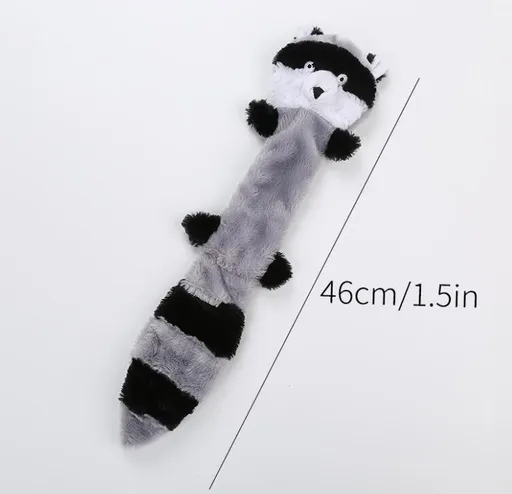 2-Pack Grey raccoon Identical Plush Pet Toys with Squeaker – Durable Fur-Textured Chew Toys for Dogs, Ideal for Teething, Play & Stress Relief