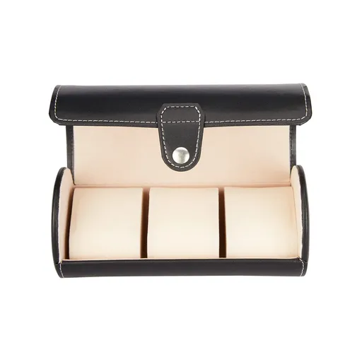 Watch Box, 3 Slots Watch Box with Leather for Men and Women Watch Jewelry Large Holder Boxes black