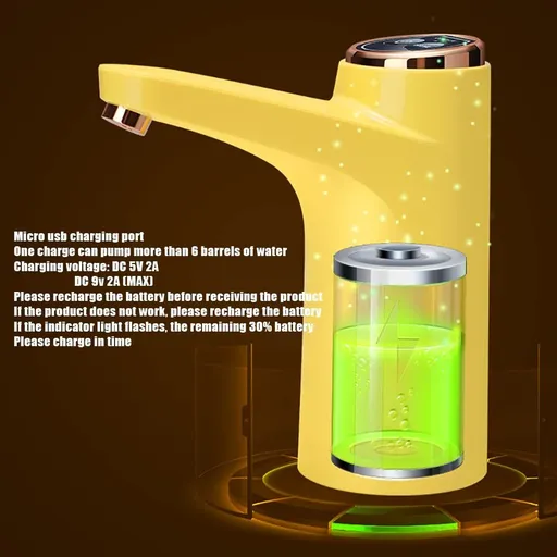 Water Bottle Pump for 5 Gallon Water Bottle Dispenser Pump SystemUSB Charging Automatic Drinking Water Pump Portable (Yellow)
