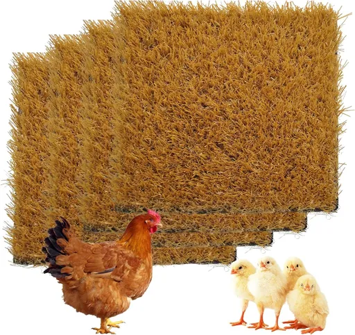 4 Pcs Chicken Nesting Pads Artificial Grass Rug Carpet Synthetic Turf Mat 11.8"x11.8" Washable Chicken Coop Bedding Laying Garden Lawn Indoor/Outdoor Bedding for Chicken Hen Small Pets