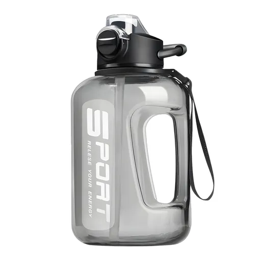 58oz Water Bottle for All Day Hydration Big Water Bottle with Straw Measures Daily Gym Water Bottle with Handle Leakproof Sports Water Bottle for Gym Camping Outdoor(Black） Black-58oz