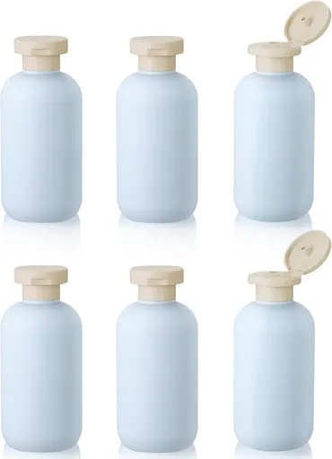6 PCS Shampoo Travel Bottles, 200ml Refillable Travel Bottles Set for Toiletries,Empty Plastic Squeeze Bottles with Flip Cap for Conditioner, Lotions and Creams (Light Blue)