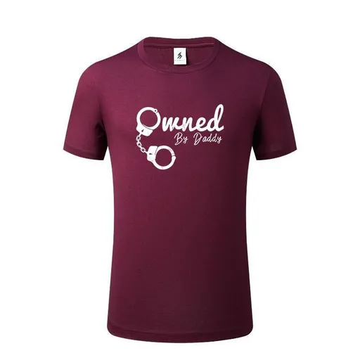 House Of Dasein Owned By Daddy Shirt Bdsm Ddlg Submissive T-Shirts For Fantasy And Fetish Use - Claret - Xxl