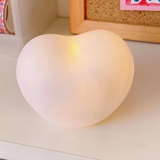 Cute Night Light Heart Shape Nursery Nightlight Soft Heart Lamp Ideal Nightlight for Bedroom, Bathroom, Hallway, Kitchen white
