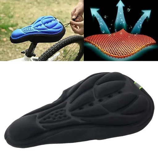 Note type!! 3D Silicone Lycra Nylon & Gel Pad Bicycle Saddle Seat Cover Soft Cushion Fits Types of Bikes (Black)