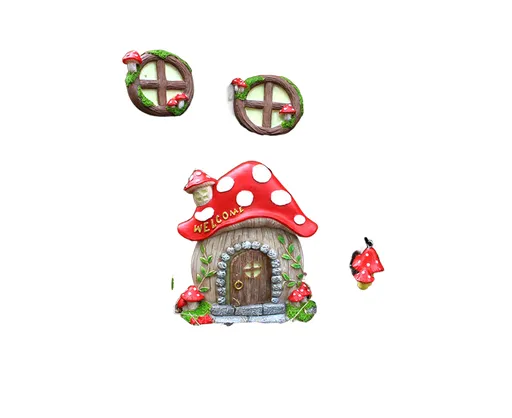 Mushroom House Door Luminous Garden Ornament - Multicolor