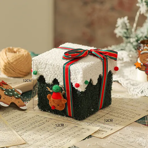 White Green Premium 2-Piece Christmas Apple Gift Box Set - High-End Thick Flannel Festive Candy & Present Boxes