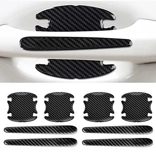 TPU Carbon Fiber Like Car Door Handle Cup Protective Sticker-8 PCS | Auto Door Paint Guard Car Door Cup Scratch Protection Films Universal Door Handle Cups Protective Pad