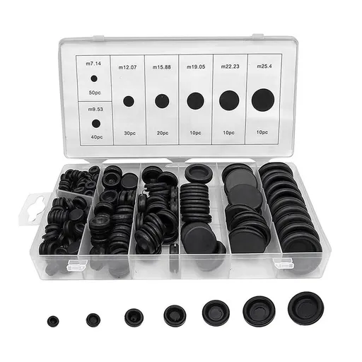 170Pcs 7 Sizes Rubber Grommet Assortment Kit, Firewall Hole Plug Set Electrical Wire Gasket Solid Hole Plugs Set