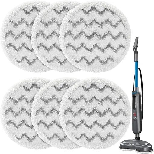6 Pack 3897A / 3712 Rotating Steam Mop Pads Replacement or Bissell SpinWave SmartSteam Scrubbing Steam Mop Cleaner 【Models 3897A/3712 ONLY】, Washable Reuseable Reill Pads
