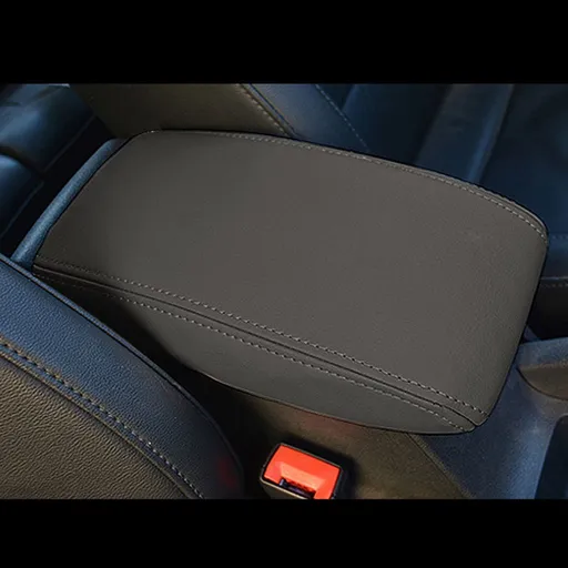 Replacement Car Armrest Seat Box Cover Car Interior Accessories Auto Armrest Cover, Made of Leather, Black Color