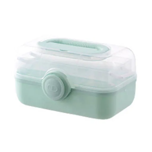 Medicine Storage Box Plastic Multi Layer Large Capacity Medicine Cabinet for Household Green(medium)