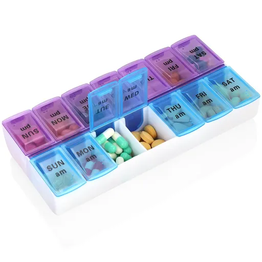 Weekly Pill Organizer 2 Times A Day 7 Day Pill Box Holder Large Daily Medicine Organizer Travel Pill Case Pill Container