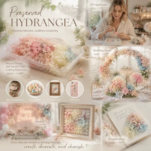Champagne Gradient Preserved Hydrangea Dried Flower Handcraft Accessory 5g Box