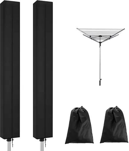 Dryer Cover - 2 Pieces - Rotating Clothesline Cover Waterproof Fabric - 165x16x16 cm - Universal Dryer Cover - Protective Cover - Heavy Duty Rotating Clothesline Cover with Zipper - Protective Weatherproof Parasol Cover for Garden Dryer and Drying Ra
