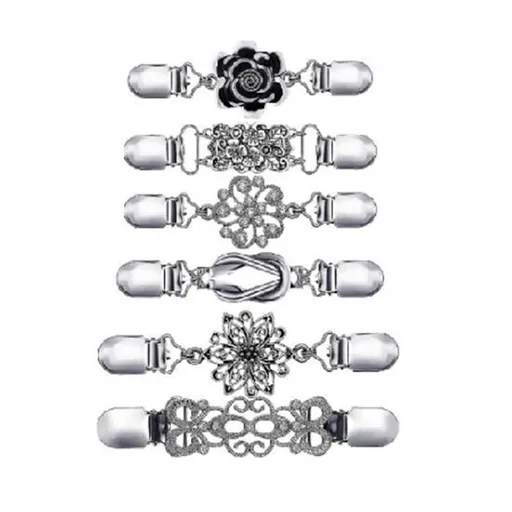 6 Pieces silvery Vintage Shirt Dress Cardigan Clip, Waist Clip for Women, Sweater Shawl Brooch Jacket Clip for Clothing