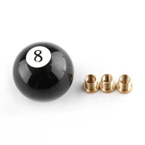 Shift Knob Black 8 Ball Billiard Acrylic Gear Shift Lever Shift Knob Black Shaped Round Manual with 3 Adapters Universal Fit