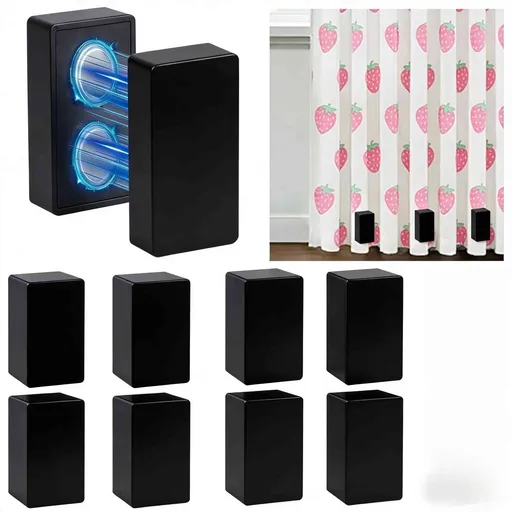 8Pcs Outdoor Curtain Weights, 4 Pairs Heavy Duty Curtain Weights, Plastic Wrapped Waterproof Magnetic Drapery Weights for Outside Curtain, Tablecloth, Flags, Patio, Shower Curtains(Black)