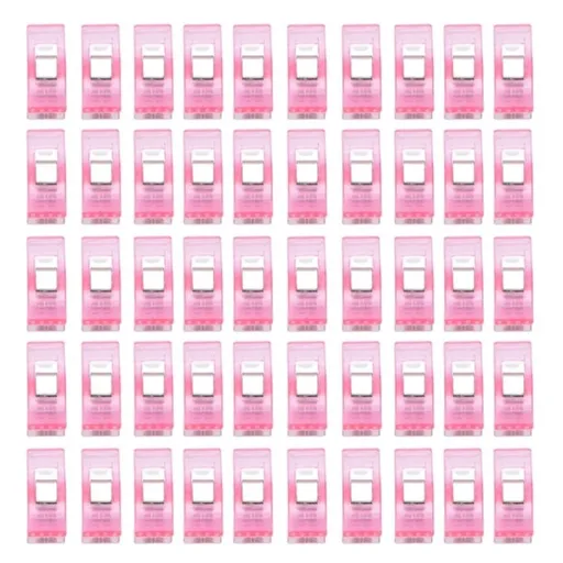 50 Pcs Sewing Clips for Fabric,Multifunctional Premium Quilting Clips,Plastic Clips for Crafts,Sewing and Quilting Clips for Binding,Sewing Accessories and Supplies (Pink)