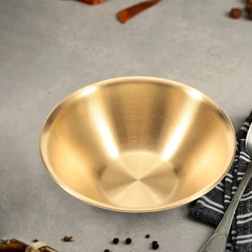 Set of 2 Golden Stainless Steel Noodle Bowls and Stylish Kitchen Tableware