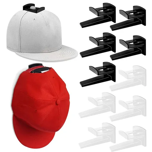 Baseball Cap Hat Rack - 10PCS - Wall Door Hanger Holder Storage Organize 10 PCS Hooks Adhesive（black and white）