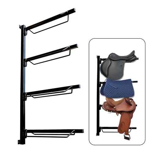 Saddle Rack Wall Mounted 4-Tier Heavy-Duty Steel Space-Saving Design for Western and English Saddles