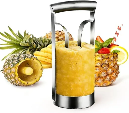 Kitchen Pineapple Peeler Corer, Stainless Steel Cutter Fruit Slicer Core Remover Spiral Easy Tool for Homemade Camp Restaurant Hotel 3inch