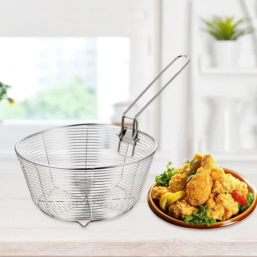 304 Stainless Steel Deep Fry Basket for Cooking, Frying Pan Basket, 1 Piece Kitchen Fryer Accessory