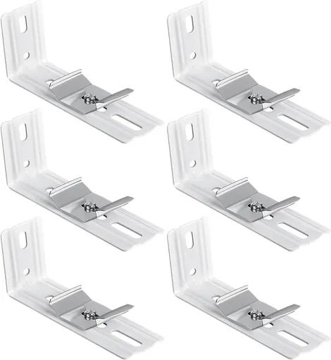 6 Pcs Vertical Blinds L Bracket Vertical Blind Wall Mount with Headrail 1-1/2" C Clamp Brackets 4" Outside Mounting Bracket Clips Vertical Blind Top Code Mounting (Silver)