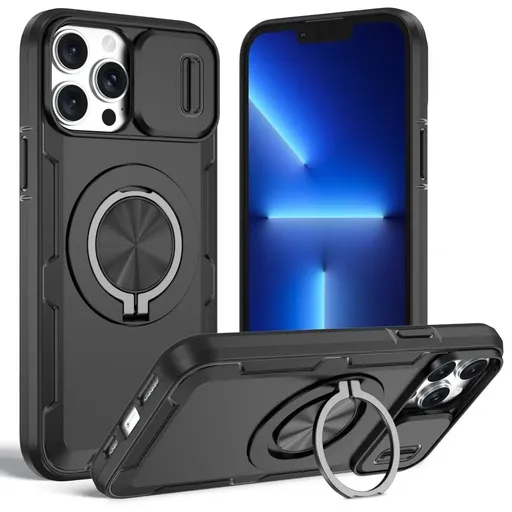 2-in-1 Magnetic Sliding Lens Case, Black for iPhone 12 Pro