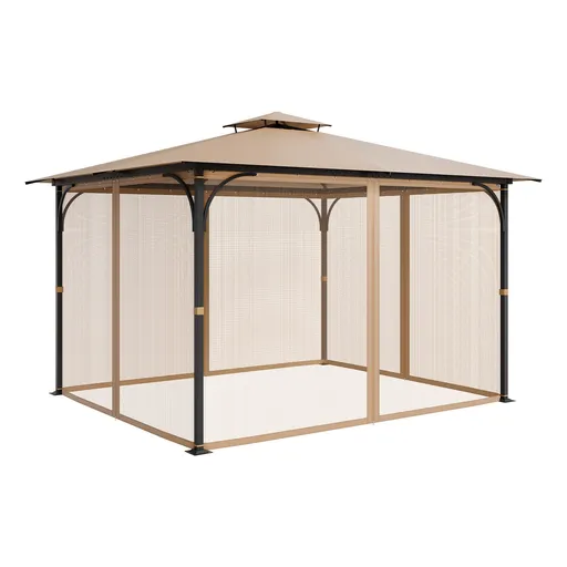 Gazebo Netting Replacement, Fit Most 10 x 12 x 7 FT Gazebo Curtain, Outdoor Garden Net, 4-Panel Sidewall Mesh Net, Patio Midge Netting with Double Zipper, Canopy Screen (Netting Only)