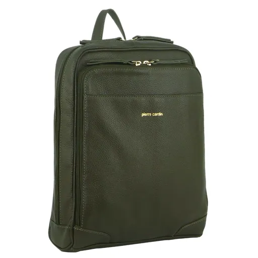 Pierre Cardin Rustic Womens Leather Backpack Bag Handbag Back Pack Travel - Olive