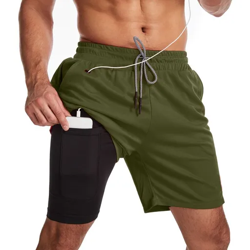 MUSCLE BURNING Men Running Shorts Quick Dry 5 Inch Army Green