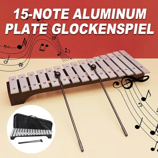4 Piece 15 Note Glockenspiel Set with Mallets and Carry Bag