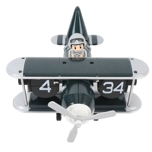 Airplane Flip Clock 12 Hours Retro Battery Powered Auto Flip Desk Clock for Living Room Bedroom Study Office Blackish Green