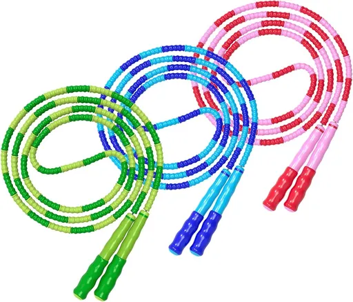 Beaded Jump Rope - 3 Pieces - Jump Rope - Length Adjustable Jump Rope - Tangle-Free Segmented Jump Rope With Soft Beads - Beaded rope - Jump Rope - Fitness Jump Rope For children, men and women - Weight Loss
