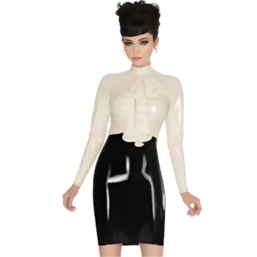 House Of Dasein Womans Latex Dress For Clubwear And Fetish Skirt High Elasticity Transparent - White - Xxl