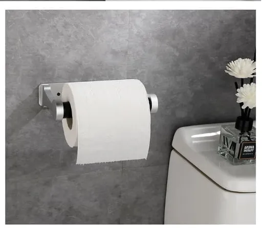 Self-Adhesive Paper Towel Holder, No Drilling Required, Aluminum, Silver, 16x9.8cm, for Kitchen and Bathroom