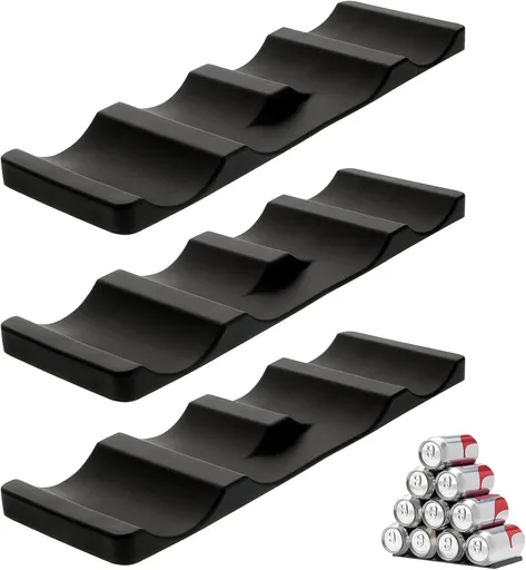 Forhandy 3 pcs bottle holders, refrigerator, non-slip, stackable, refrigerator, organizer, bottles, foldable for storing beer, drinks, mineral water (black)