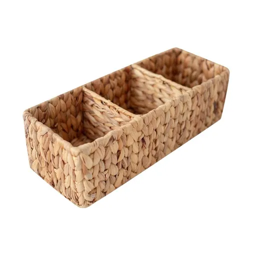 1X Storage Basket Natural Woven Water Hyacinth Bathroom Toliet Roll Holder Storage Organizer Basket with Dividers; Use in Bathroom